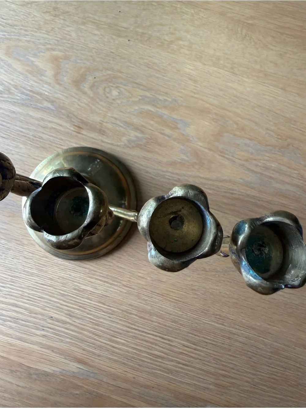 Vintage Brass Menorah 7 Swivel Arms Korea Gold 1960s 9” Tall Buds Floral